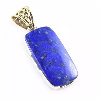 Натуральный лазурит, драгоценный камень, стерлинговое серебро 925 пробы, подарочный двухцветный кулон, 2 дюйма, o1g14