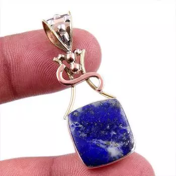 Натуральный лазурит из стерлингового серебра 925 пробы, двухцветный подарочный кулон 1,75 дюйма f9m79