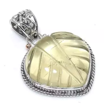 Натуральный лимонный кварц, драгоценный камень 925 пробы, стерлинговое серебро, подарочный кулон 1,25 дюйма, l7c94