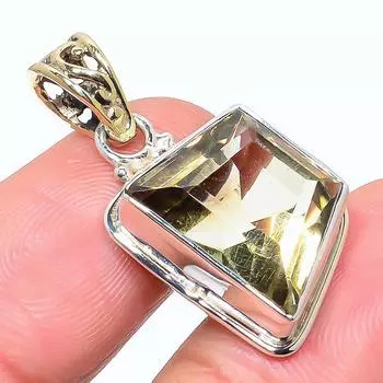 Натуральный лимонный кварц, драгоценный камень 925 пробы, подарочный кулон из стерлингового серебра 1,34 дюйма, f4T32