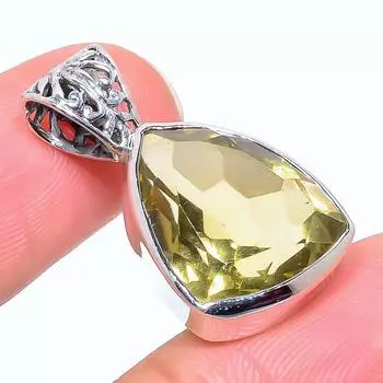 Натуральный лимонный кварц, драгоценный камень, стерлинговое серебро 925 пробы, подарочная подвеска, 1,26 дюйма, v3r23