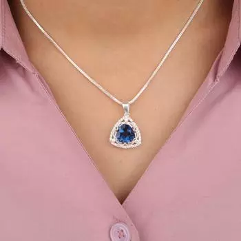 Натуральный Лондонский Голубой Топаз Драгоценный Камень 925 Стерлинговое Серебро Ювелирные Изделия Циркон Подвеска 0,99 CZP-8-10