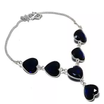 Натуральный лондонский голубой топаз драгоценный камень 925 стерлингового серебра ювелирные изделия ожерелье 18 y2m33