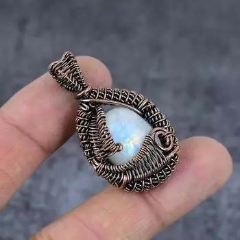 Натуральный лунный камень, медная проволока, подарочная подвеска для ювелирных изделий, 1,77 дюйма, V8E24