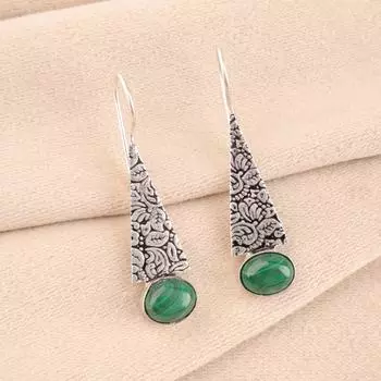Натуральный малахит 925 стерлинговое серебро ювелирные изделия ручной работы серьги 1,9 подарок на день рождения EE-165-33