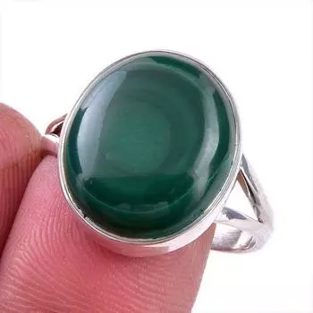 Натуральный малахит драгоценный камень 925 цельное стерлинговое серебро ювелирное кольцо размер 10 y2F81