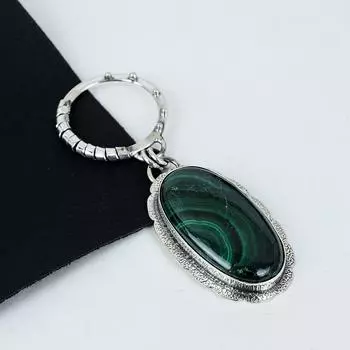 Натуральный малахитовый драгоценный камень, серебряная подвеска из стерлингового серебра 925 пробы - Дизайн ручной работы, Ювелирное украшение на каждый день, Уникальная подвеска, Подарок на День отца 2.36 зелёный