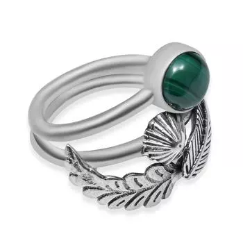 Натуральный малахит, драгоценный камень, стерлинговое серебро 925 пробы, кольца ручной работы с дизайном листьев для женщин и девочек, размер кольца -6,25 6.25 зелёный