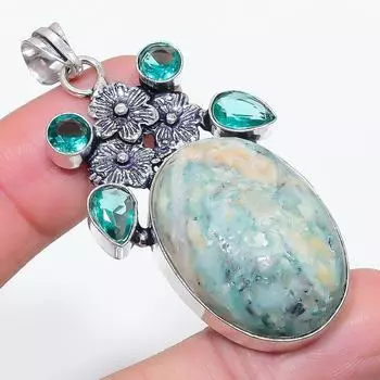 Натуральный Марипозит, Турмалин Серебро 925 пробы Ювелирный кулон 2,44 C9i68