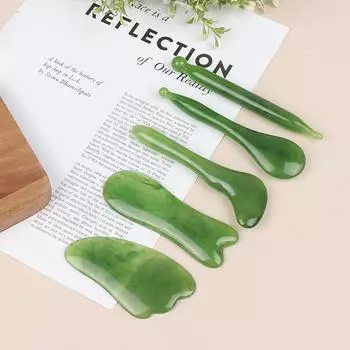 Натуральный массажер для лица, скребок, нефритовый роликовый скребок Гуаша, роликовый скребок для лица Гуа Ша