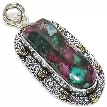 Натуральный медный драгоценный камень зосайт из стерлингового серебра 925 пробы, двухцветный кулон 2,21 дюйма K8j34