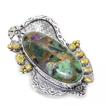 Натуральный медный драгоценный камень зосайт из стерлингового серебра 925 пробы, двухцветное кольцо, размер 10 w7Q09