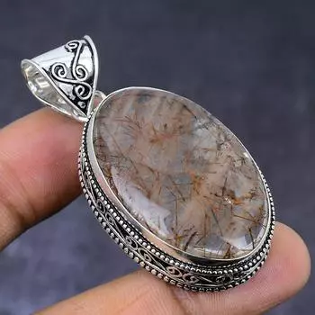 Натуральный медный рутиловый драгоценный камень 925 пробы, серебряный ювелирный кулон 2,17 дюйма L3A88