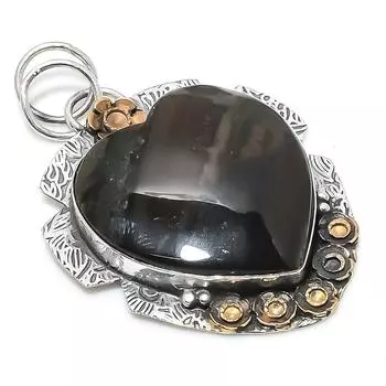 Натуральный медовый дендритный драгоценный камень, двухцветный кулон из стерлингового серебра 925 пробы, размер 2,25 дюйма, N2L88