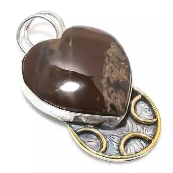 Натуральный медовый дендритный драгоценный камень из стерлингового серебра 925 пробы, двухцветный кулон размером 2,01 дюйма h5D53