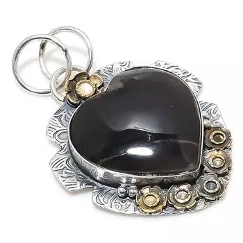 Натуральный медовый дендритный драгоценный камень из стерлингового серебра 925 пробы, двухцветный кулон размером 1,97 дюйма R8g63