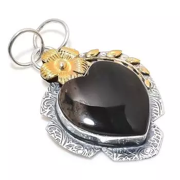 Натуральный медовый дендритный драгоценный камень из стерлингового серебра 925 пробы, двухцветный кулон размером 2,17 дюйма k6Y44