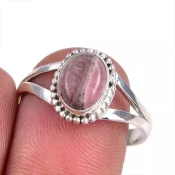 Натуральный медовый родохрозит драгоценный камень 925 чистое серебро ювелирное кольцо размер 9 c7J74