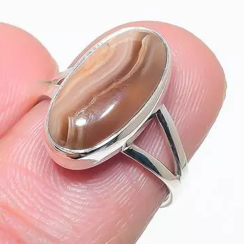 Натуральный медовый родохрозит драгоценный камень 925 чистое серебро ювелирное кольцо размер 6.5 O9o94