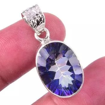 Натуральный мистический топаз из чистого серебра 925 пробы, подарочная подвеска 1,25 дюйма u3E19