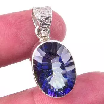 Натуральный мистический топаз из чистого серебра 925 пробы, подарочная подвеска 1,25 дюйма V9N91