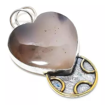 Натуральный моховой агат, двухцветный кулон из стерлингового серебра 925 пробы, 2,25 дюйма p9v48