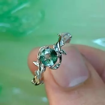 Натуральный моховой агат обручальное круглое кольцо 925 стерлингового серебра модные ювелирные кольца обещание 925 серебряные обручальные кольца 5 мох зеленого