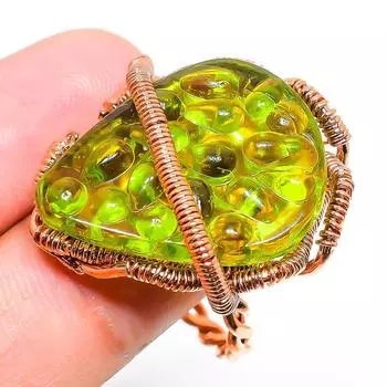 Натуральный молдавит, кварц, драгоценный камень, медная проволока, подарочное кольцо, размер 10,5 l1M63