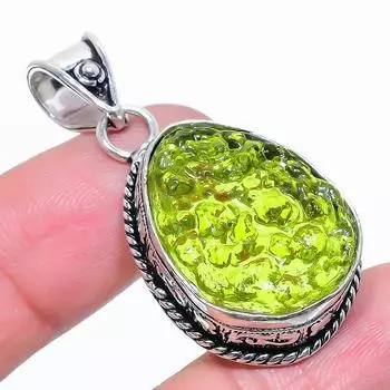 Натуральный молдавитовый кварц, подарочная подвеска из стерлингового серебра 925 пробы, 1,77 дюйма, h7Y59