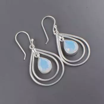 Натуральный молочный опал драгоценный камень 925 стерлинговое серебро ручная работа ювелирные изделия серьги 2.00 EE-34-14