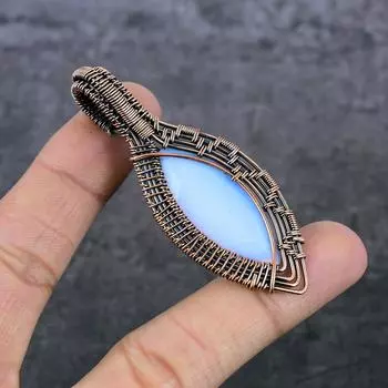 Натуральный молочный опал, драгоценный камень, медная проволока, подарочная ювелирная подвеска 2,80 дюйма, w6A98