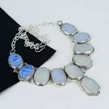 Натуральный молочный опал драгоценный камень ручной работы из стерлингового серебра 925 пробы гальванопластика ожерелье, молочный опал серебро для жены унисекс ожерелье, подарки на вату 20 белый