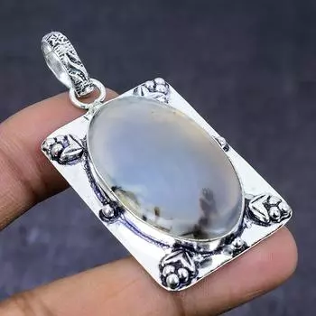 Натуральный монтана агат 925 проба серебряный ювелирный кулон 2,36 дюйма D0j10