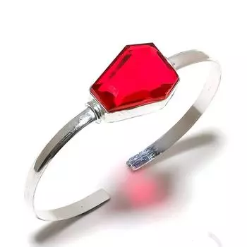 Натуральный мозамбикский гранат, драгоценный камень, браслет-манжета из стерлингового серебра 925 пробы, регулируемый. Д1о16