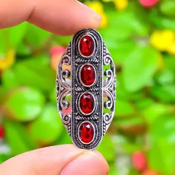 Натуральный мозамбикский гранат, кольцо из стерлингового серебра 925 пробы, размер 7,5 y5F92