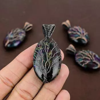 Натуральный мульти-лабрадорит, драгоценный камень, медная проволока, подарочная подвеска 2,40 дюйма U4s92