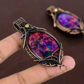 Натуральный мульти-лабрадорит, драгоценный камень, медная проволока, подарочная подвеска 3 дюйма f9I94