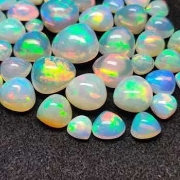 Натуральный Multi Play, яркий эфиопский опал Welo, размер 6 мм, гладкий кабошон в форме сердца, целебный драгоценный камень, партия драгоценных камней. 5 Pieces 6 MM Size