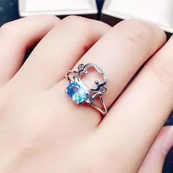 Натуральный настоящий синий топаз Обезьяна Ювелирный комплект Стерлинговое серебро 925 пробы 1,6 карата*2 шт. 1 карат*2 шт. 1 шт. Кольцо 1 шт. Подвеска 1 пара серег-капель X2251 18