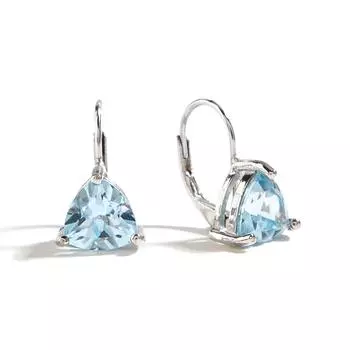 Натуральный небесно-голубой топаз триллион 8,0 мм Простые серьги-клипсы из стерлингового серебра 925 пробы с изысканными драгоценными камнями для женщин с подарочной коробкой для ювелирных изделий синий