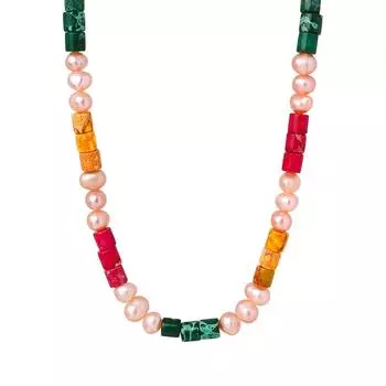 Натуральный нефрит цилиндрический пресноводный жемчуг сращивание бусины ожерелье ручной работы королева вдовствующая универсальная личность ювелирные изделия женщины