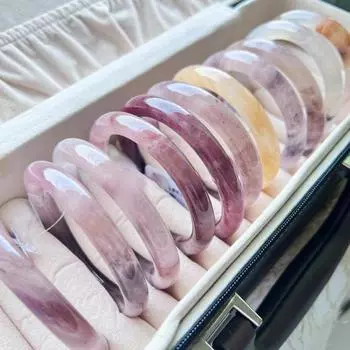 Натуральный нефритовый браслет Модный простой красочный женский ледяной тонкий круглый нефритовый браслет 52mm