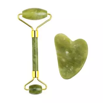 Натуральный нефритовый скребок ролик массажер для лица шеи тела глаз набор для лица гуа ша инструмент для скребка для ухода за кожей