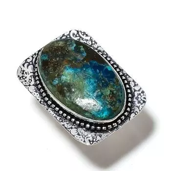 Натуральный неоновый синий апатит, драгоценный камень, кольцо из стерлингового серебра 925 пробы, размер 7,5 P6F08