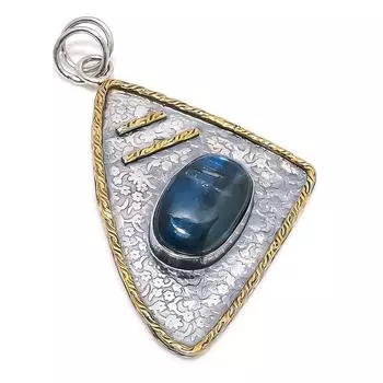 Натуральный неоновый синий апатит, двухцветный кулон из стерлингового серебра 925 пробы, 2,76 дюйма, r0K39