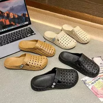 Натуральный объем, новые летние туфли с мягкой подошвой, толстый каблук, толстая подошва, ретро, повседневные римские сандалии на плоской подошве, женские туфли 36-37 [one size smaller] чёрный