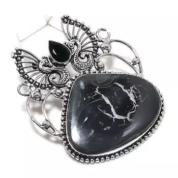 Натуральный окаменелый камень с трещинами в грязи, шпинель, серебряное ювелирное украшение 925 пробы, кулон 2,29 дюйма G2F34