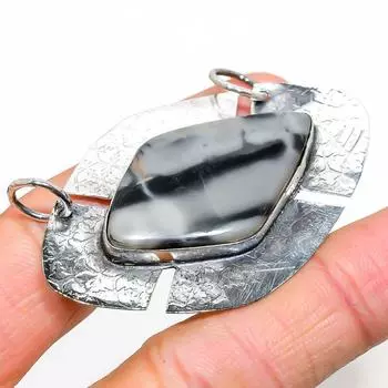 Натуральный океанический агат, драгоценный камень, стерлинговое серебро 925 пробы, подарочная подвеска, 1,58 дюйма, V3L87