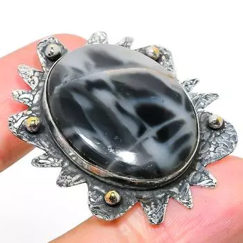 Натуральный океанический агат, драгоценный камень, стерлинговое серебро 925 пробы, подарочная подвеска, 1,69 дюйма, F6Y32