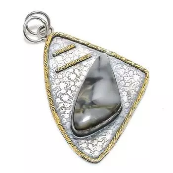 Натуральный океанический агат, двухцветный кулон из стерлингового серебра 925 пробы, 2,76 дюйма, B7D19